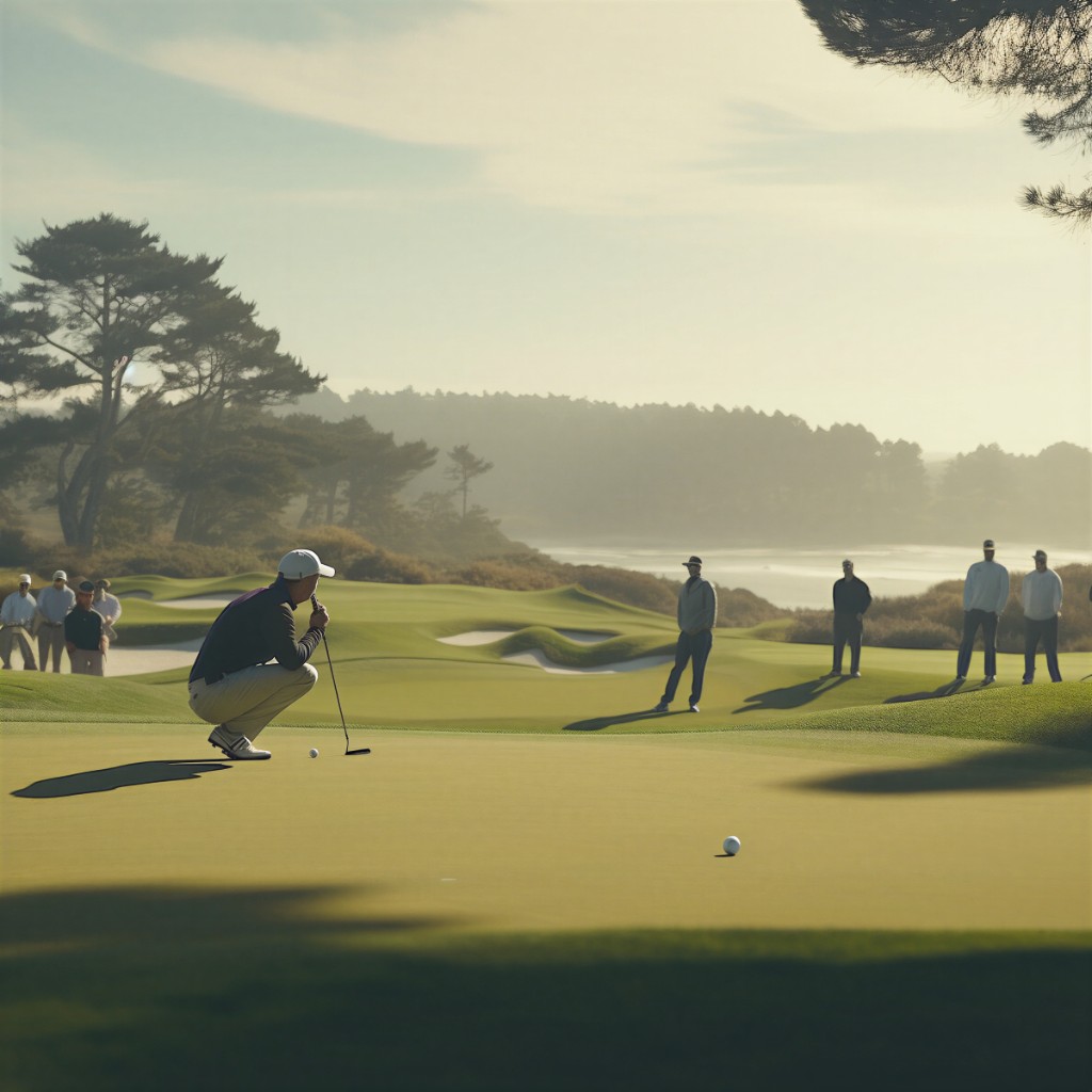 Golfbaan in ochtendmist