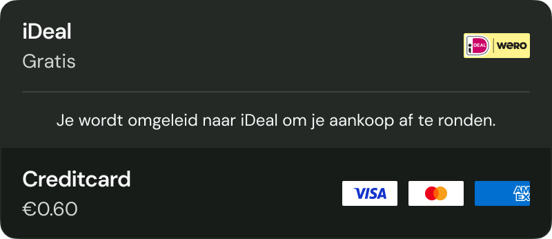Betaalmethode iDEAL en creditcard