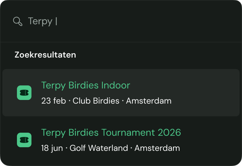 Zoekresultaten met Terpy Birdies events