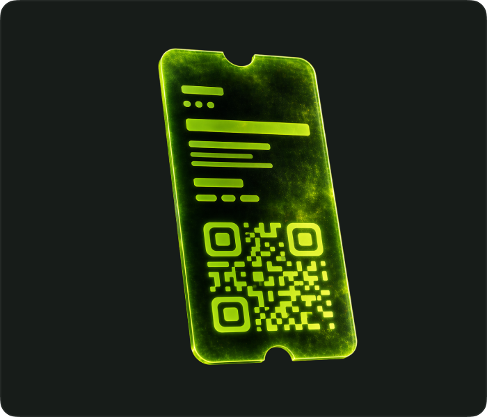 Digitaal ticket met QR-code in neon groen